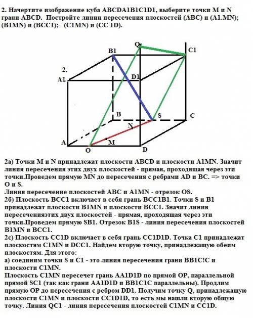 1. начертите изображение тетраэдра abcd, выберите произвольно точки м € ав, n € ad. постройте линии