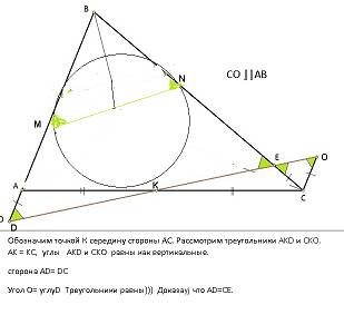 Окружность, вписанная в треугольник abc, касается сторон ab и bc в точках m и n соответственно. прям