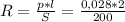 R = \frac{p*l}{S} = \frac{0,028*2}{200}