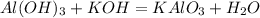 Al(OH)_{3} + KOH = KAlO_{3} + H_{2}O