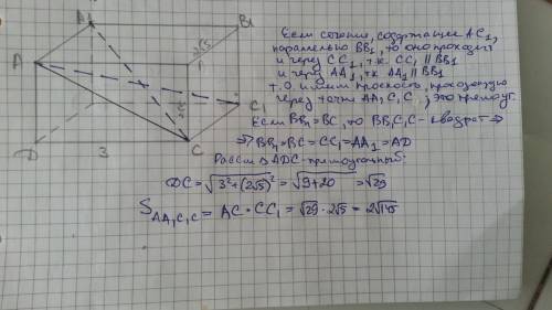 Abcda1b1c1d1 прямоугольный параллелепипед. через его диагональ ас1 проведено сечение параллельно пря