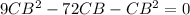 9CB^2-72CB-CB^2=0