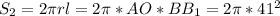 S_{2} = 2 \pi rl = 2 \pi *AO*BB_{1} = 2 \pi *41^{2}