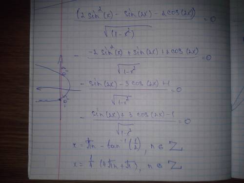 (2sin^2x-sin2x-2cos2x)/sqrt(1-x^2)=0