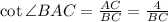 \cot\angle BAC=\frac{AC}{BC}=\frac{4}{BC}