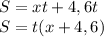 S=xt+4,6t \\&#10;S=t(x+4,6)