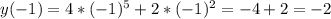 y(-1)=4*(-1)^5+2*(-1)^2=-4+2=-2