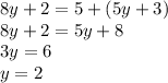 8y+2=5+(5y+3) \\&#10;8y+2=5y+8 \\&#10;3y=6 \\&#10;y=2