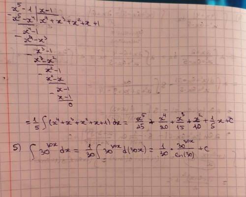 1.∫((1+㏑x)/x)*dx 2.∫(3x+4)e^(3x)*dx 3.∫(x^2-3x+4/√x)*dx 4.∫(x^5-1/5x-5)dx 5.∫30^(30x) dx с решением