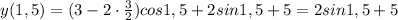 y(1,5)=(3-2\cdot \frac{3}{2})cos1,5+2sin1,5+5=2sin1,5+5