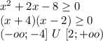 x^2+2x-8 \geq 0\\&#10;(x+4)(x-2) \geq 0\\&#10;(-oo;-4]\ U \ [2;+oo)\\&#10;