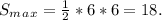 S_m_a_x=\frac{1}{2} * 6 * 6 = 18.