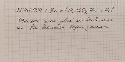 Напишіть рівняння реакції етанової кислоти з цинком