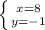 \left \{ {{x=8} \atop {y= -1}} \right.