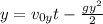 y = v _{0y}t- \frac{gy^{2} }{2}