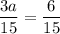 \displaystyle \frac{3a}{15}= \frac{6}{15}&#10;&#10;