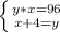 \left \{ {{y*x=96} \atop {x+4=y}} \right.