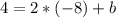 4=2*(-8)+b