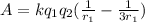 A = kq_{1}q_{2}( \frac{1}{r_{1}} - \frac{1}{3r_{1}})