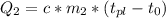 Q_{2} = c*m_{2}*(t_{pl}-t_{0})