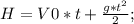 H=V0*t+\frac{g*t^2}{2};