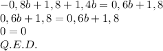 -0,8b+1,8+1,4b=0,6b+1,8 \\0,6b+1,8=0,6b+1,8 \\0=0\\Q.E.D.