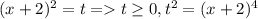 (x+2)^{2}=t = t \geq 0, t^{2}=(x+2)^{4}