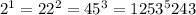 2^{1} =2&#10; 2^{2} =4&#10; 5^{3} =125&#10; 3^{5} 243