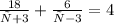 \frac{18}{х+3}+ \frac{6}{х-3}=4