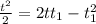 \frac{t^{2}}{2}=2tt_{1} - t_{1}^{2}