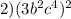 2) (3b^{2}c^{4})^{2}