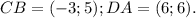 CB=(-3;5);DA=(6;6).