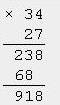 Лёгкое решите пример и обязательно в столбик 34*27+1638: 39=?