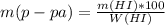 m(p-pa) = \frac{m(HI) * 100}{W(HI)}