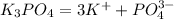 K _{3}PO _{4} = 3K ^{+} +PO _{4} ^{3-}