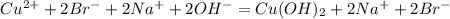 Cu^{2+} +2Br^{-} + 2Na^+ + 2OH^- = Cu(OH)_{2} + 2Na^++2Br^{-}