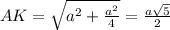 AK= \sqrt{a^2+ \frac{a^2}{4} } = \frac{a \sqrt{5} }{2}