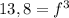 13,8 = f^3