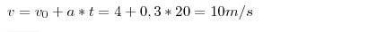 Велосипедші еңіске қарай 0,3 м/с2 үдеумен қозғалып келеді. егер бастапқы ғы 4 м/с-қа тең болса, 20 с