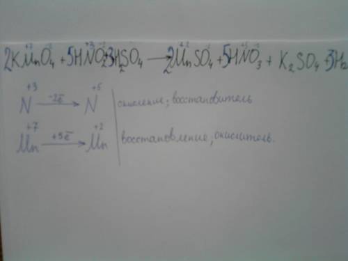 Kmno4+hno2+so4=mnso4+hno3+k2so4+h2o расставить коэффииценты и определить где окислитель и восстанови