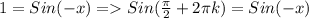 1=Sin(-x)=Sin( \frac{ \pi }{2} +2 \pi k)=Sin(-x)