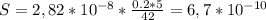 S=2,82* 10^{-8}*\frac{0.2*5}{42} =6,7* 10^{-10}