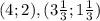 (4; 2), (3\frac{1}{3}; 1\frac{1}{3})