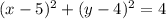 (x-5)^2+(y-4)^2=4