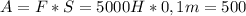 A=F*S=5000H*0,1m=500