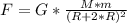 F=G* \frac{M*m}{(R+2*R)^{2}}