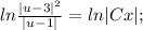 ln\frac{|u-3|^2}{|u-1|}=ln|Cx|;