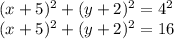 (x+5)^2+(y+2)^2=4^2\\(x+5)^2+(y+2)^2=16