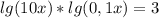 lg(10x)*lg(0,1x)=3