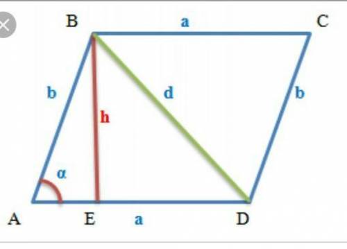 Упаралелограмі одна із сторін дорівнює 15 см , гострий кут 60 градусів і протилежна до цього кута ді